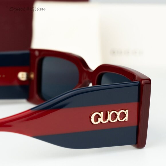 Gucci Men Sunglasses Burgundy Blue Rectangular GG1860S 003 BRAND NEW - Picture 6 of 8